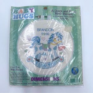 Dimensions Baby Hugs I Luv You Birth Record Cross Stitch Kit 72563 With 6" Hoop